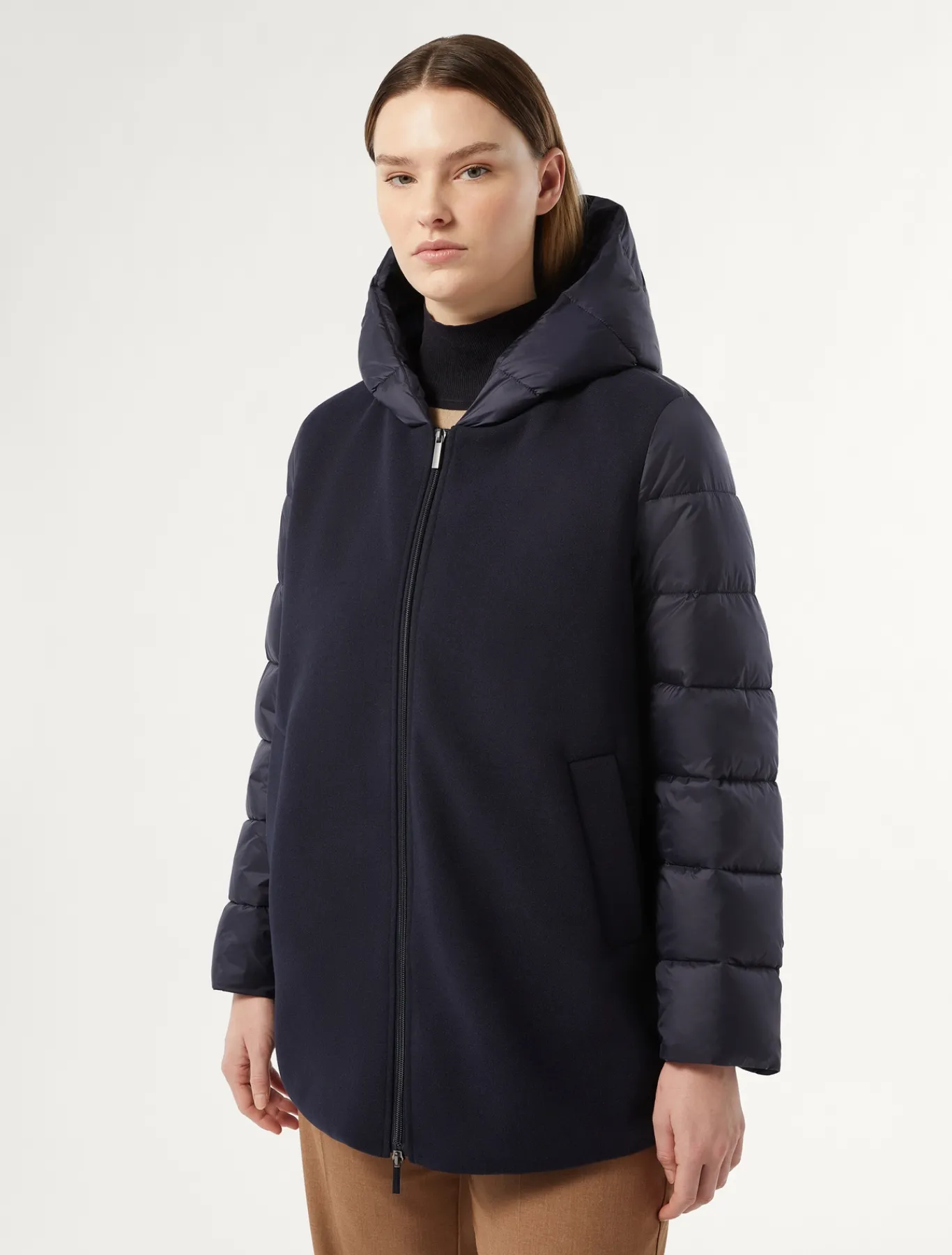 Marina Rinaldi Anorak acolchado de paño y nailon impermeable