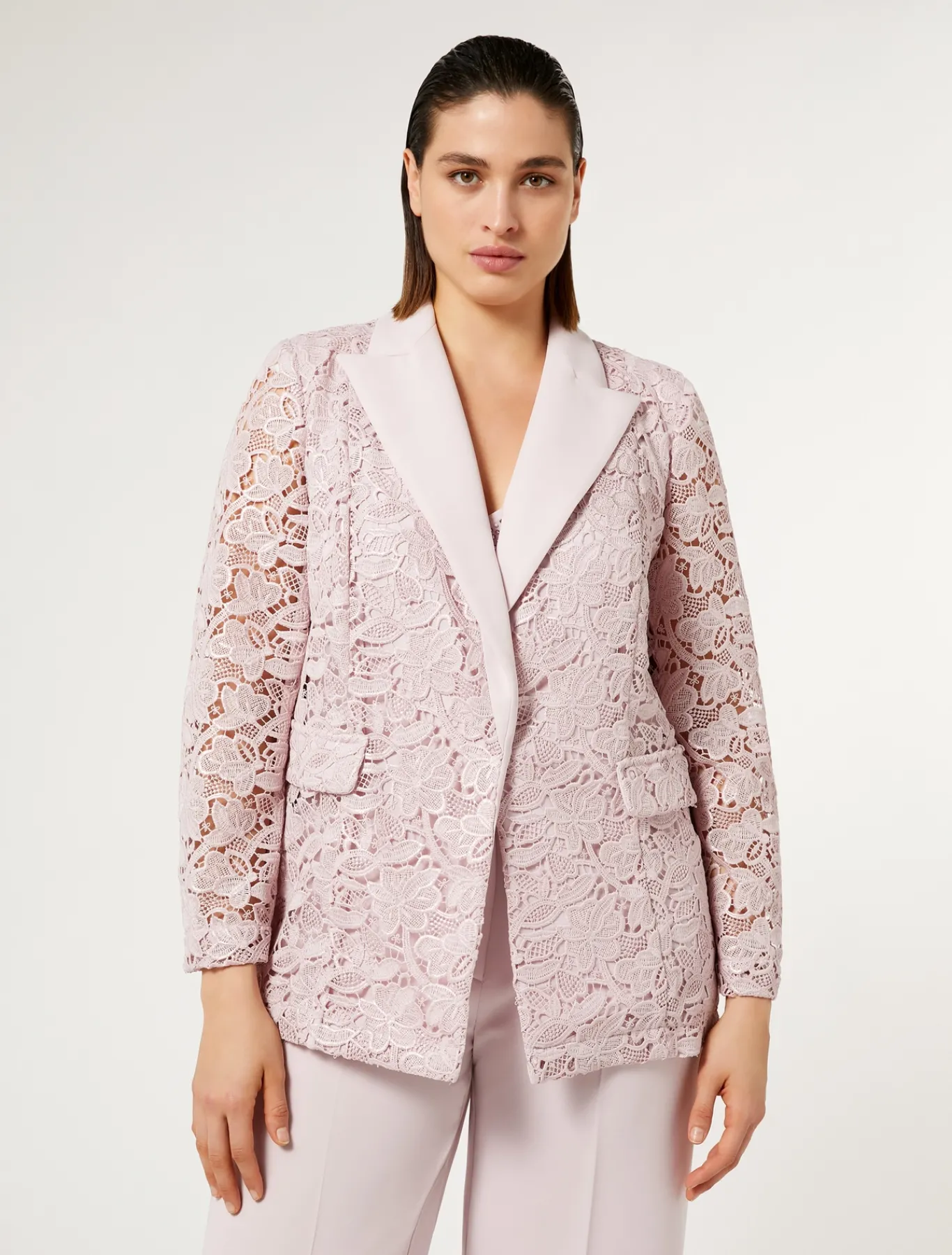 Marina Rinaldi Blazer de macramé laminado