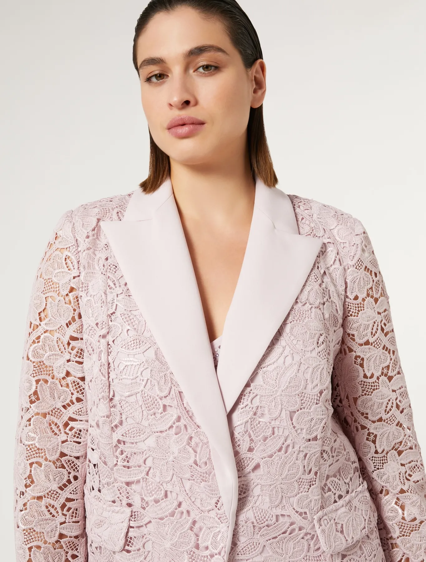 Marina Rinaldi Blazer de macramé laminado