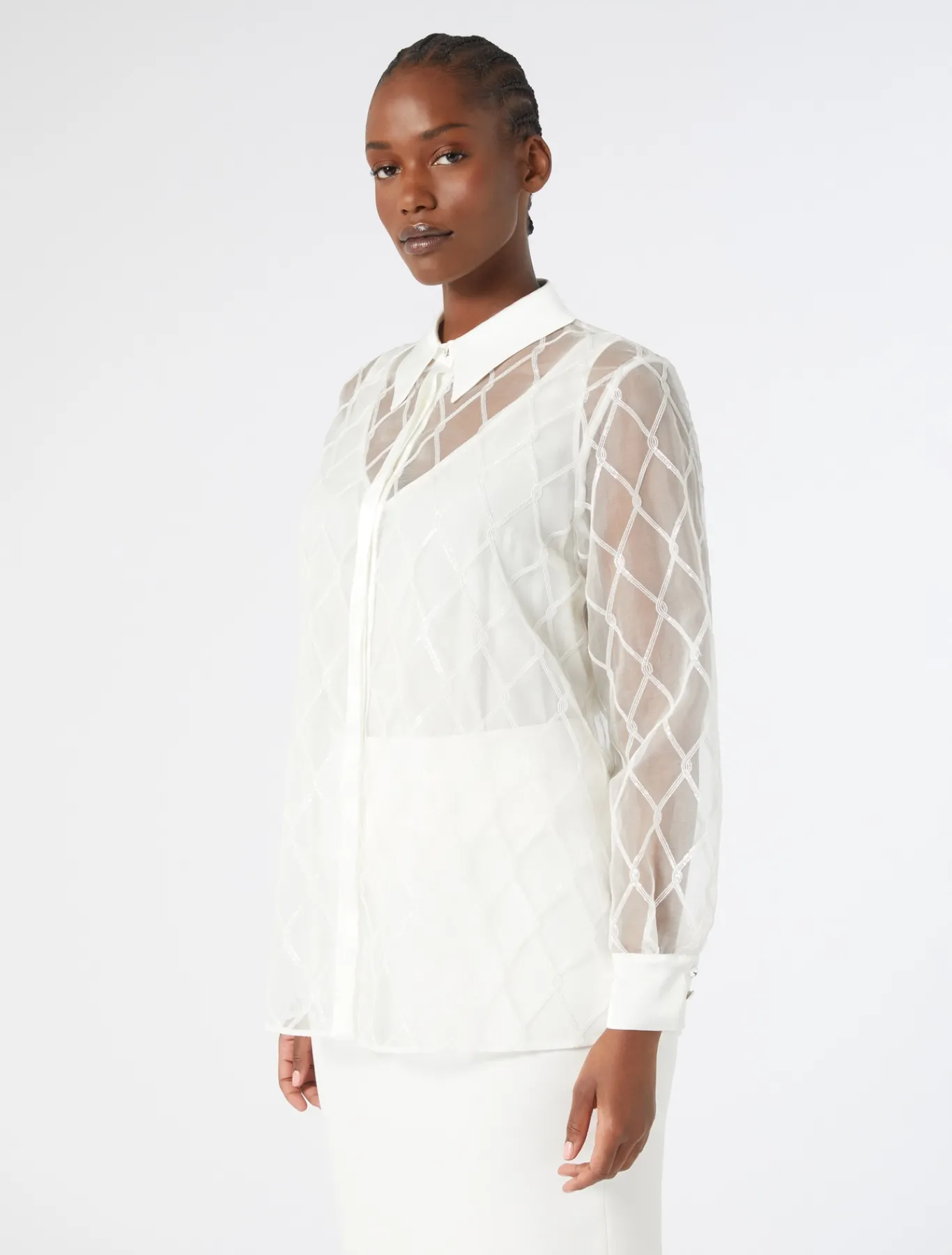 Marina Rinaldi Camisa de organza bordada