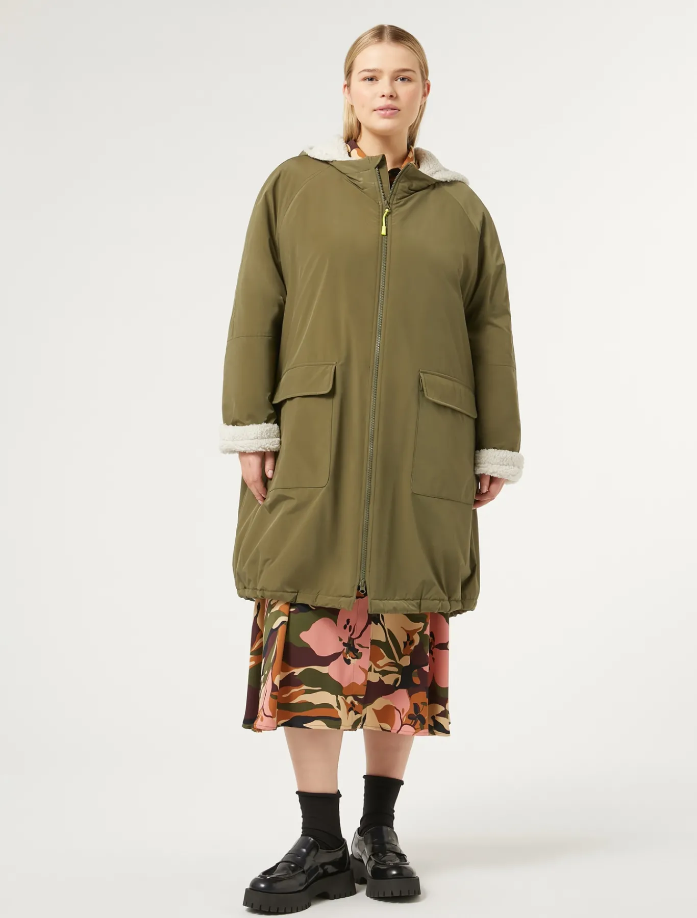 Marina Rinaldi Parka de tafetán impermeable